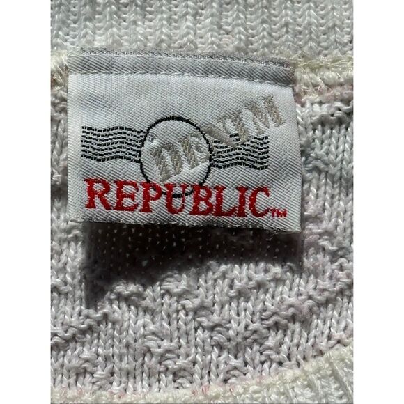 VINTAGE Denim Republic Oversized Cream, Pink, Peach Floral Print Sweater Size L - Picture 4 of 7